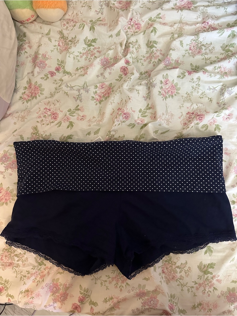blue polka dot mini shorts